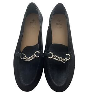 Call It Spring Norah Women's Size 10 Black Vegan Leather Chain Loafer Flats